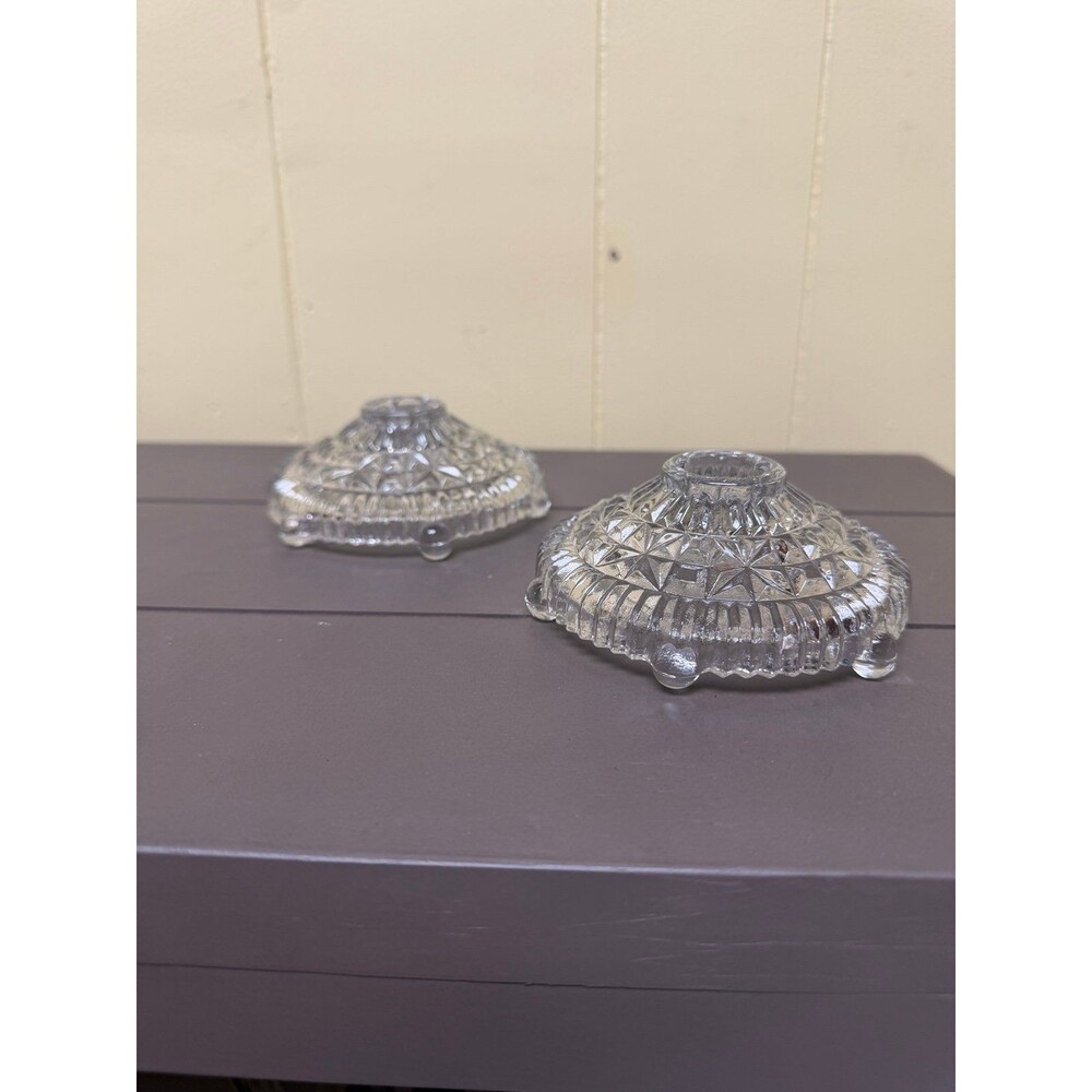 Vintage Glass Candle Holders Set of 2
